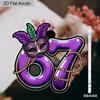 2D Flat Purple & Green Mardi Gras 67 Number-Shaped Acrylic Sign, Suitable for Wall Decoration, Porch, Room, Villa, Accents Home, Hallway, or Workplace