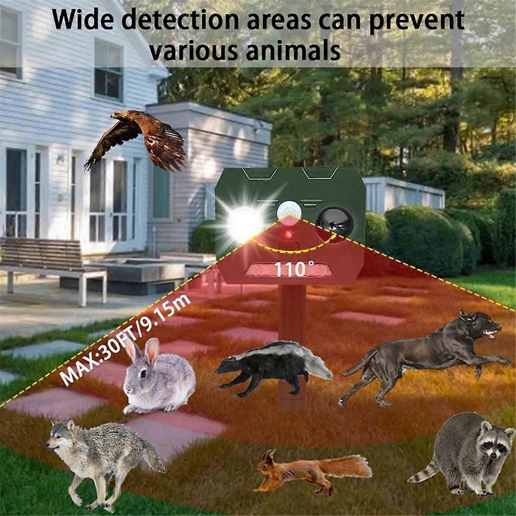Solar Ultrasonic Animal Repellent Outdoor,Deer Repellent Device with Flashing Light for Yard, Waterproof 3Pcs