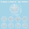 500Pcs/roll Christmas Snowflake Stickers, Round Self-Adhesive Transparent Labels for Journal, Greeting Cards, Gift Tags & Crafts