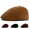 Весенне-осенний замшевый берет Женская литературно-художественная шляпа Мужская ретро-кепка Вперед Однотонная простая кепка Модная