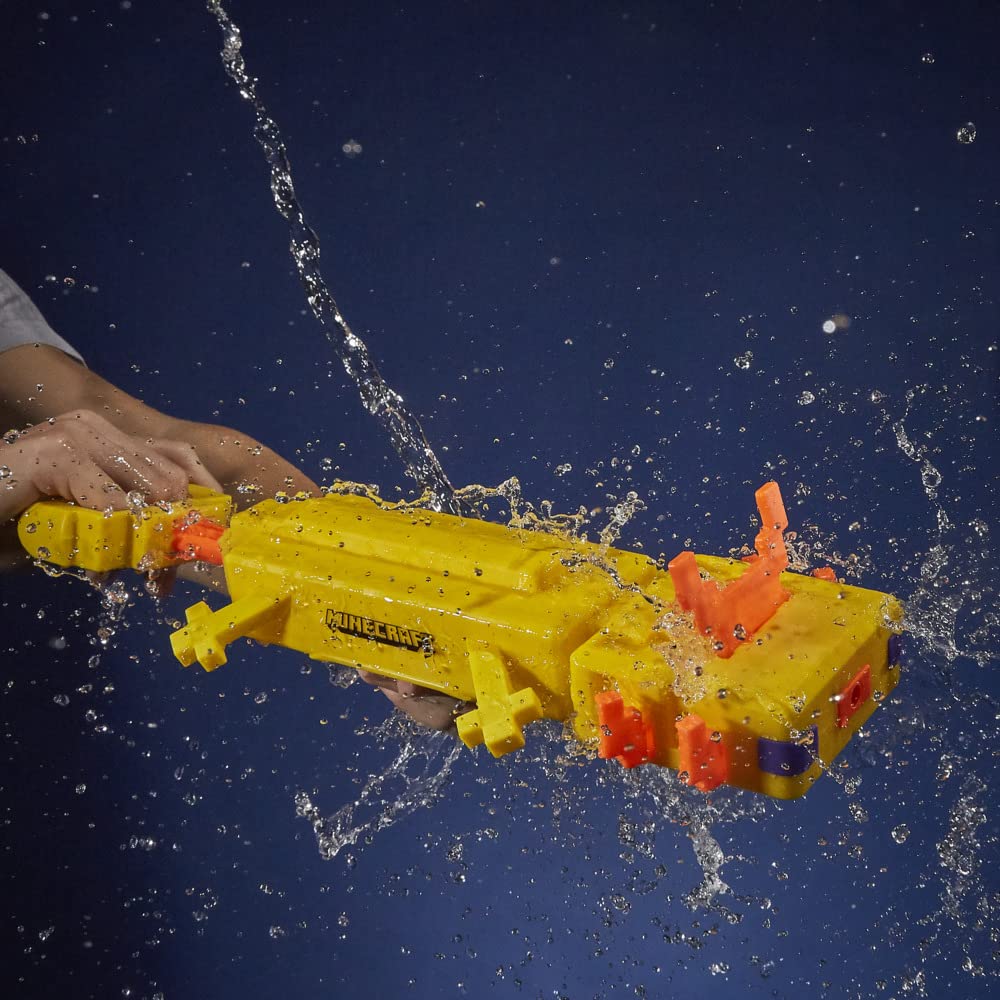 Nerf Super Soaker Minecraft AXOLOTL Water Minecraft Axolotl Mob Уличная водная игра для детей F7601 Подлинный водяной пистолет для детей и взрослых