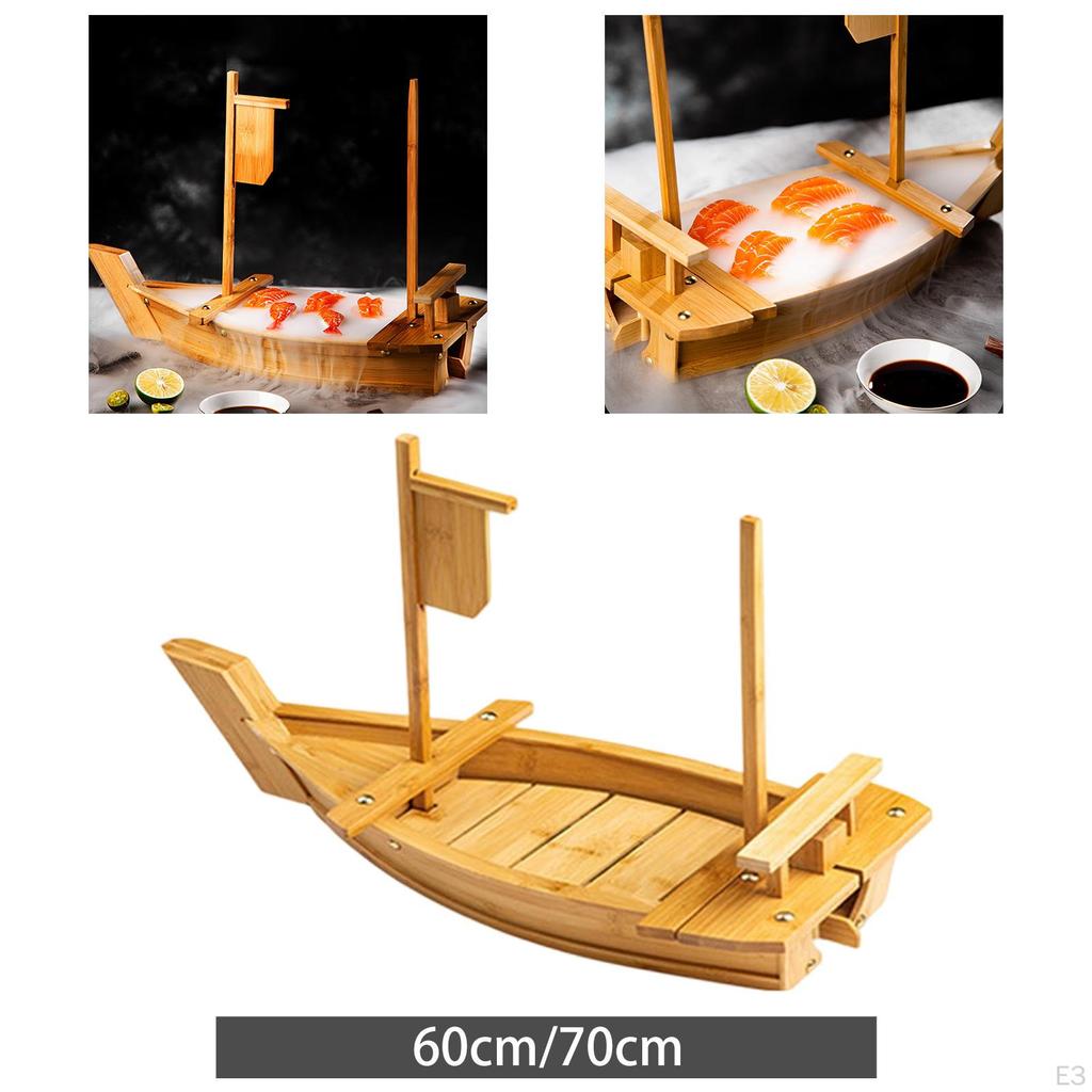 Wooden Sushi Boat Plate Multipurpose Simple To Clean Serving Board for Birthday Parties Home