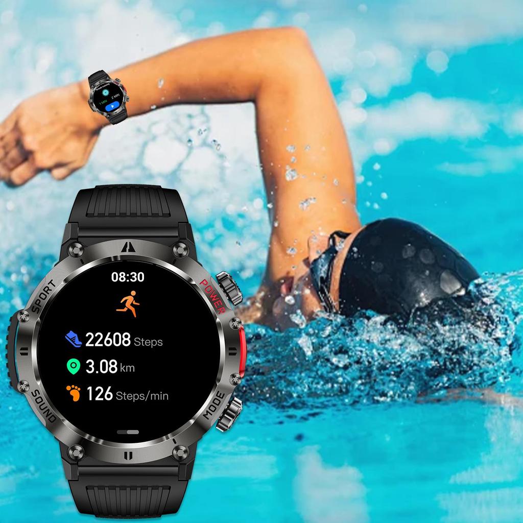 Smart Watch QTLLBT, Message Notification, Wireless Call Function, Calorie Tracker, Pedometer, Built-in LED Flashlight, 100+ Sports Modes