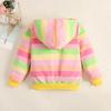 Верхняя одежда для девочек в радужную полоску, повседневная толстовка с капюшоном на молнии, толстовка с капюшоном, детские пальто, наряды, топы