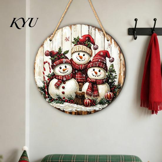 Winter Home Ornaments Christmas Wooden Hanging Sign, Gnome Snowman Angel Candle 2D Wood Plaque, Festive Theme Wall Decoration Vintage Xmas Door Hanger