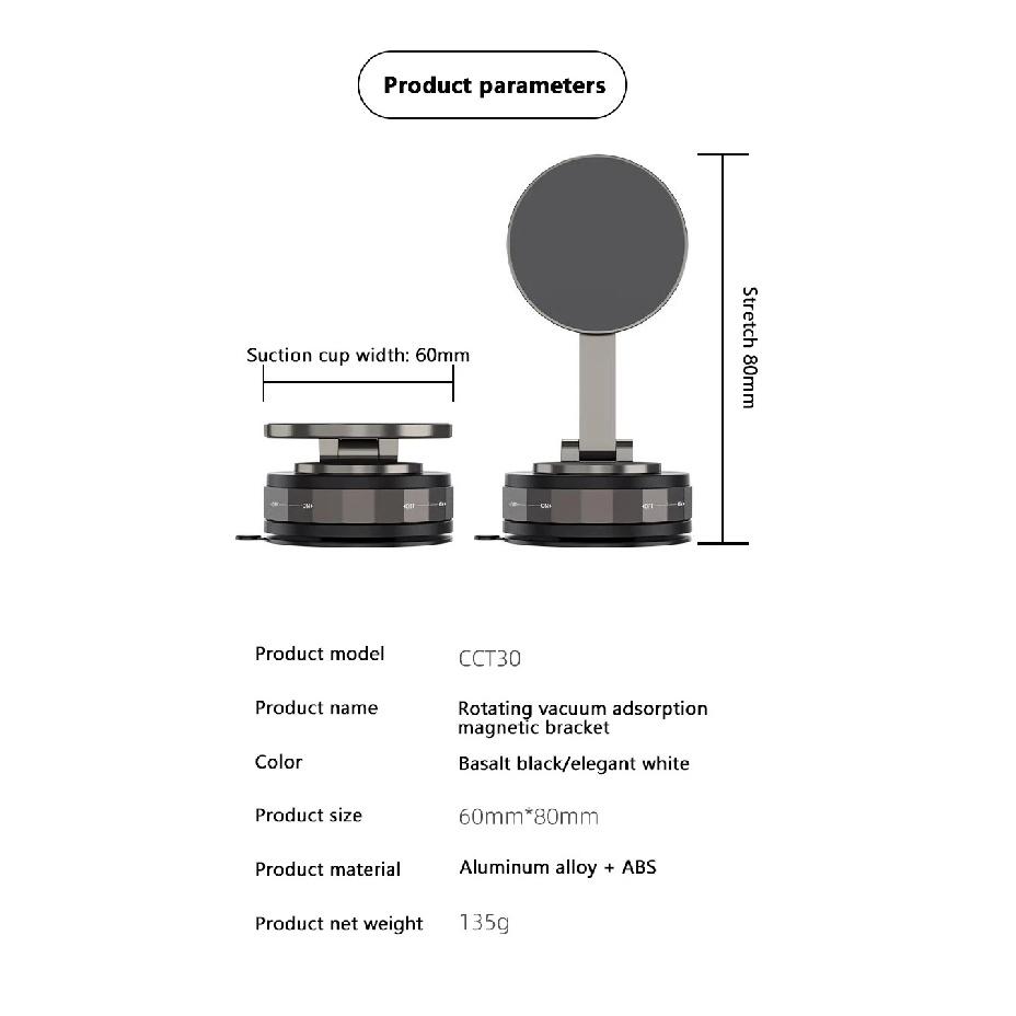 Vacuum Suction Phone Holder Magnetic Car Navigation Bracket 360 Degree Rotation For Xiaomi Iphone Huawei Multyple Phone