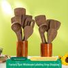 Wenge Wood Long Handle Spatula & Ladle Wooden Spoon Kitchen Set