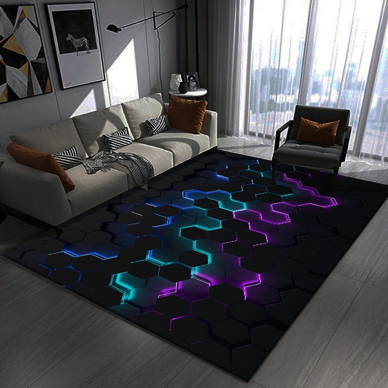 3D Abstract Geometric Illusion Area Rug Carpet for Living Room Modern Bedroom Sofa Doormat Decor Kid Game Non-slip Floor Mat