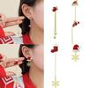 Asymmetrical Christmas Tree & Climbing Santa Earrings with Colorful Inlaid Diamonds for Women