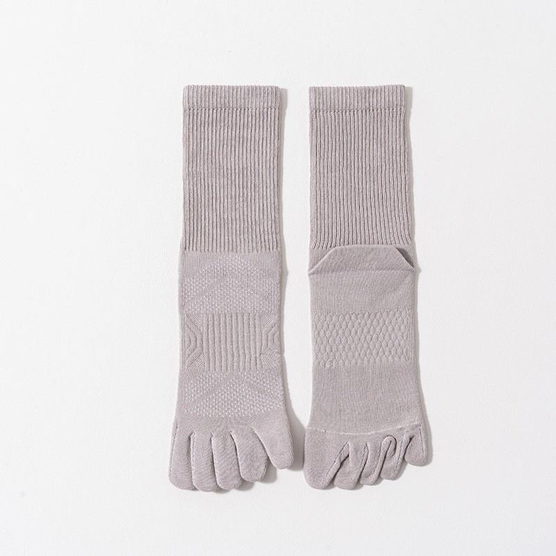 Однотонные носки с пятью пальцами Мужские носки средней длины из чистого хлопка, бесшовные, дышащие, влагоотводящие, дезодорирующие и антибактериальные, хлопковые с разделением пальцев