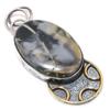 Океанический Дымчатый Агат Серебро 925 пробы Подарок Двухцветная Подвеска 2.36" R4b47