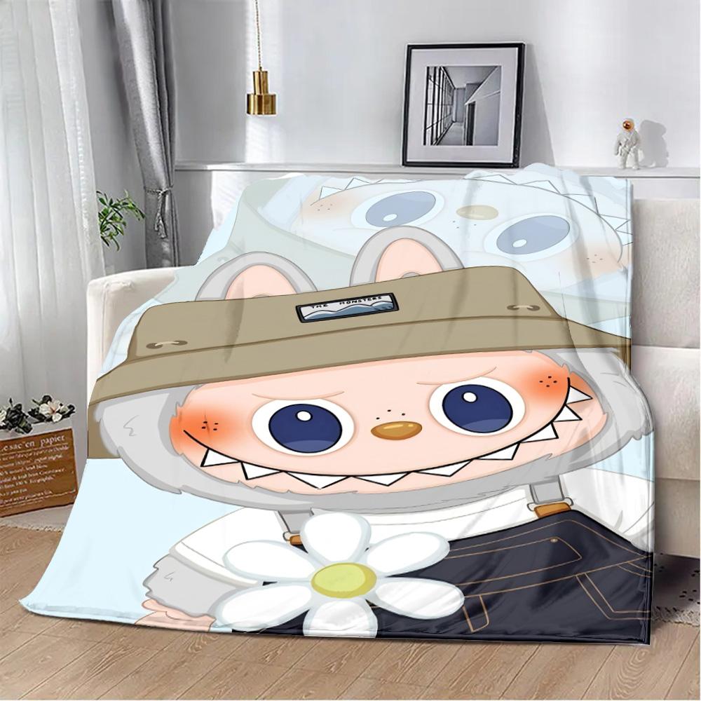 Милое мультяшное одеяло с принтом Лабубу, одеяла для пикника, теплое одеяло, мягкое и удобное одеяло для дома, путешествий, подарка на день рождения
