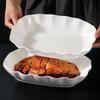 Жаропрочная сервировочная тарелка с оборками, прямоугольная тарелка для рыбы на пару, креативная тарелка для блюд, супа