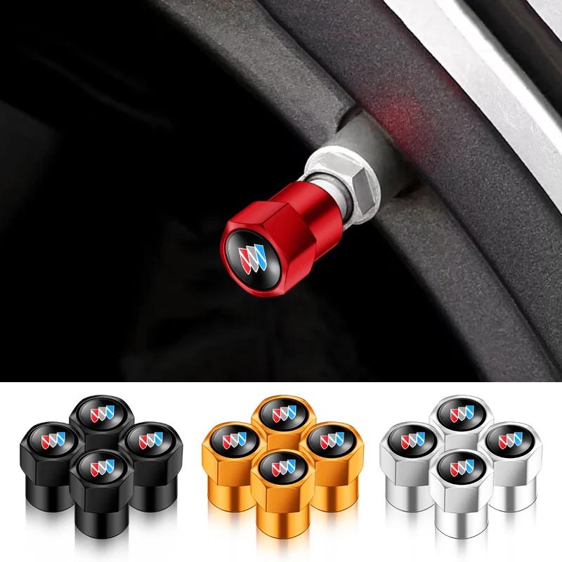 EHL2 4Pcs Car Tire Valve Caps Metal Styling Tyre Air Stems Cover For Buick Enclave Regal Lacrosse Encore Excelle Envision GL6 GL8 HRV