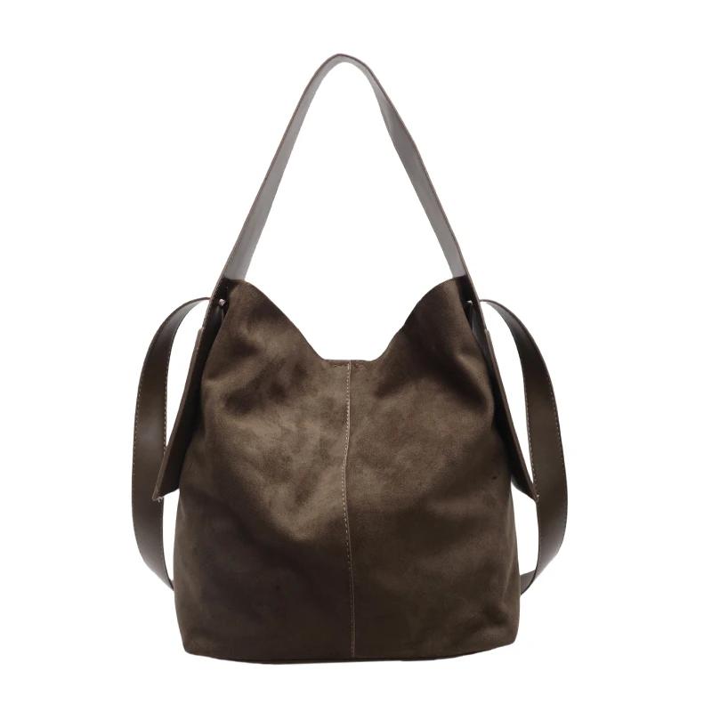 Новые модели сумок-ведер из искусственной замши с ощущением роскоши, сумки большой вместимости