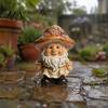 Retro Style Patio Decoration Mushroom Cap Gnome Statue, Resin Garden Figurine, Waterproof Landscaping Decor Cute Sculpture for Yard Indoor Table