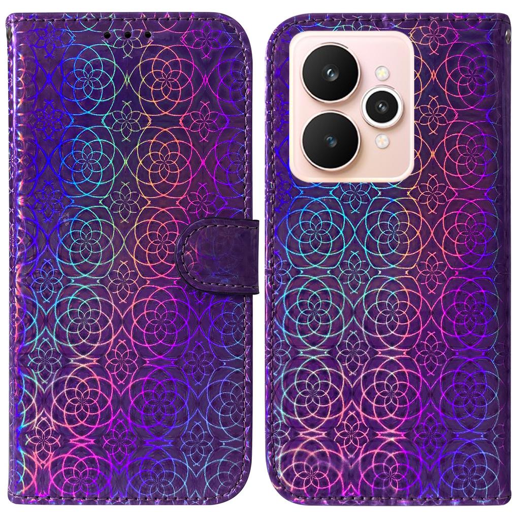 Чехол-подставка для Realme 15 Pro 5G/15 5G, кожаный чехол для телефона "Ослепительный цветок" с ремешком на запястье