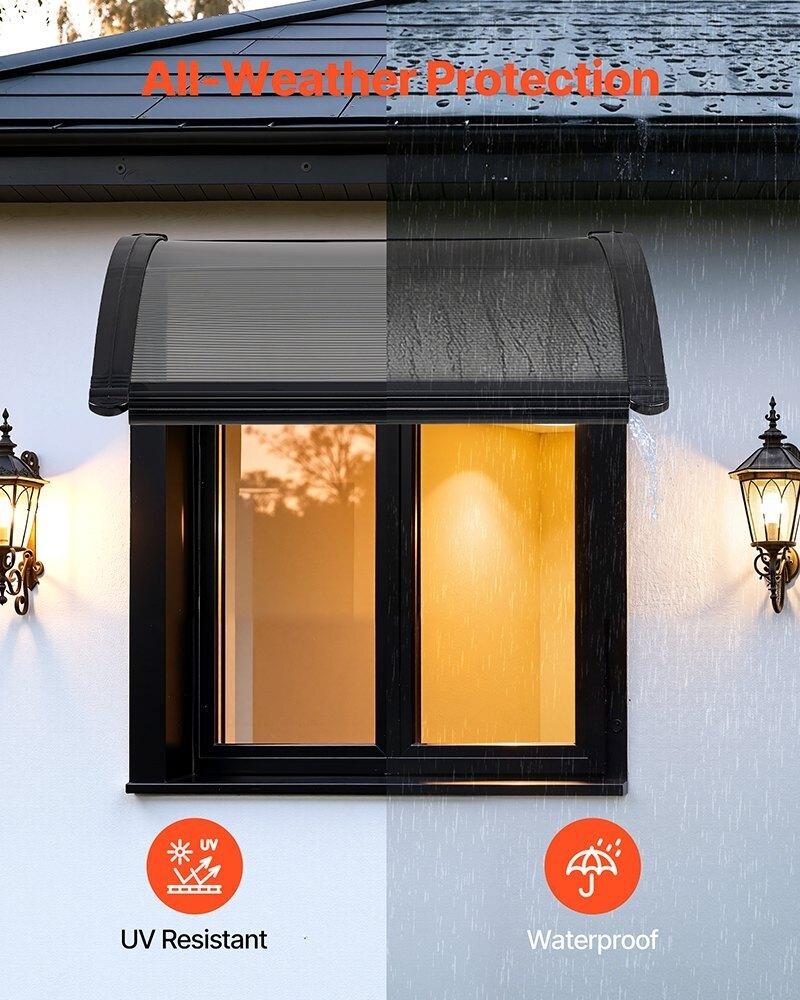 Awnings for Door Entrance, 24 x 24 in, Exterior Front Door Window Awnings with Drainage & ABS Bracket, Rain Snow Sun Protection, Overhang