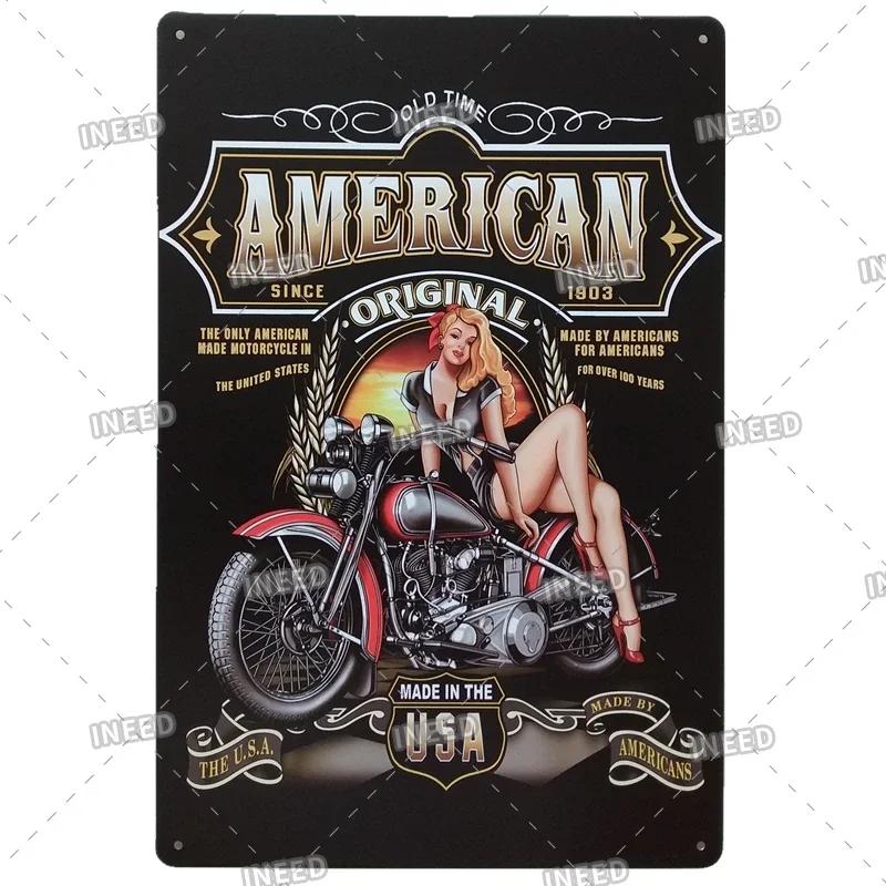 Ретро-сексуальная красота Алюминиевый плакат - Мужская металлическая табличка, Декор стены гаража, пещеры, мастерской