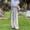 Ice Silk Tie-dye Chiffon Wide-leg Pants High Waist Pendant Summer Thin Style Showing Long Legs Women's Loose Straight Casual Walking