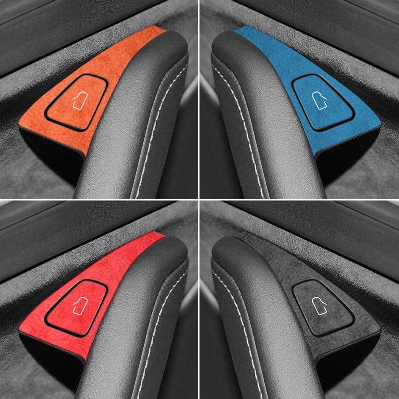 Top Suede For Tesla Model 3 Model Y (2019-2024) Door Switch Button Trim Cover Protection Decoration Car Interior Accessories