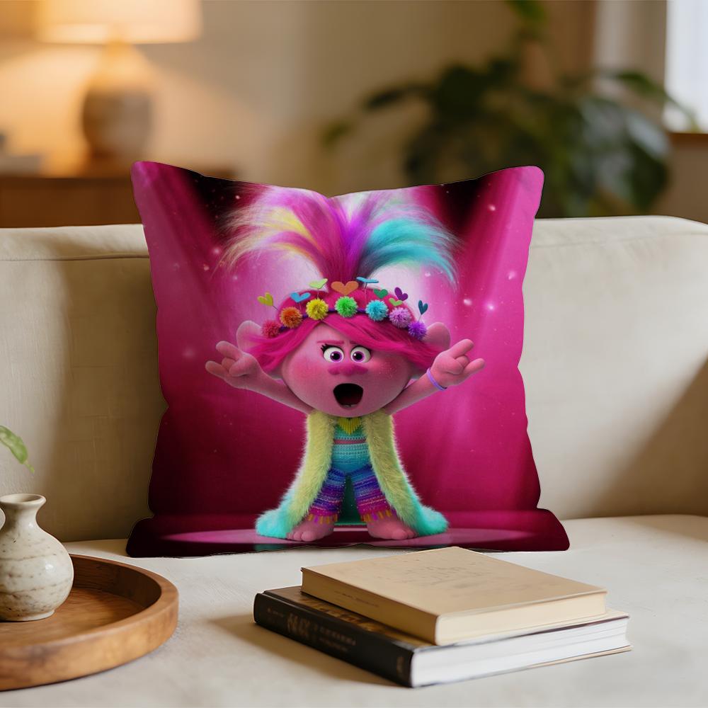TTrollsS Cartoon Cushion Cover Short plush pillowcase for bed sofa carwashable