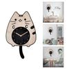Cute Cat Wood Clock Mute Home Bedroom Living-Room Kitchen Wagging Tail Cat Wall Clock Creative-Decors Wall Hanging-Clock