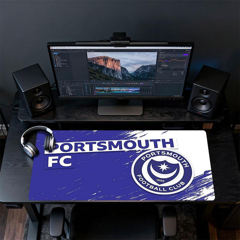 Коврик для мыши Portsmouth FC, Большой игровой коврик для стола, Нескользящий XXL коврик для мыши для ноутбука и планшета, Мини-игровой коврик для ПК со прошитыми краями