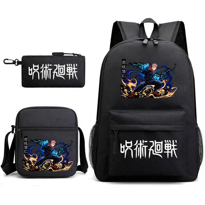 Teen Animation Backpack Elementary School Student Fashion School Bag Three-piece Set
