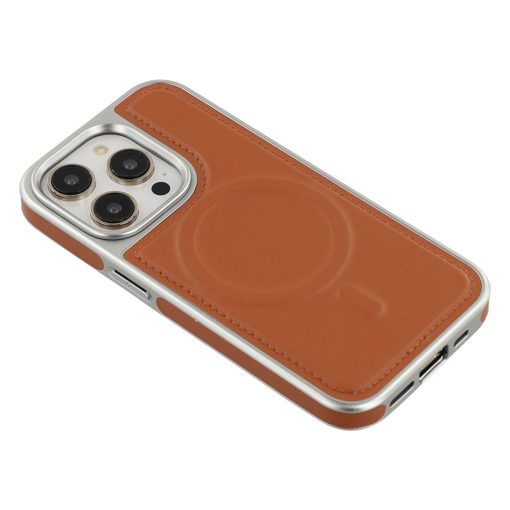 For iPhone 14 Pro Max Case Compatible with MagSafe Electroplating Edge PU+TPU+PC Phone Back Cover