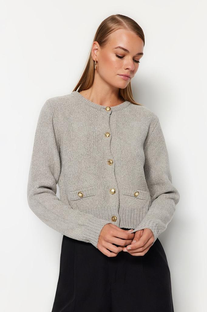 Women's Elegance Style Cardigan Black Premium Yarn Special Yarn Pocket Detailed Knitwear Cardigan