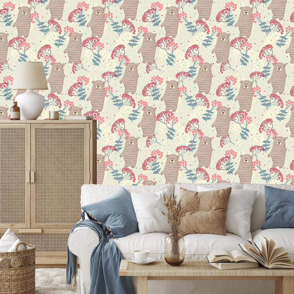 Cheerful Teddy Bears Wallpaper for Living Room and Bedroom 50x1000