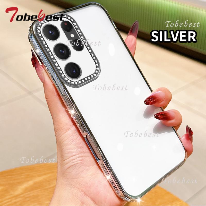 Прозрачный силиконовый чехол с алмазным покрытием для Samsung Galaxy S25 S24 S23 S22 S21 S20 Ultra FE Plus Прозрачная мягкая задняя крышка
