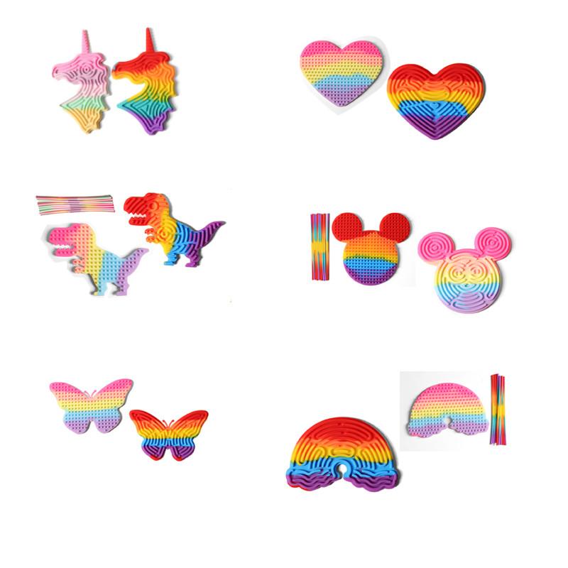 Красочная силиконовая сенсорная развивающая доска для детей с дизайном единорога для снятия стресса