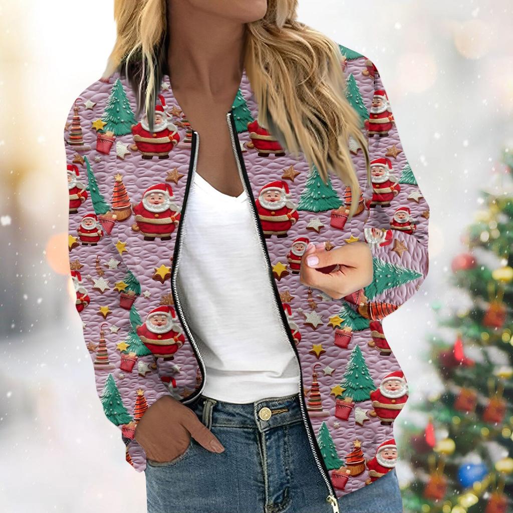 Women's Jacket Long Sleeve Lightweight Zipper Cropped Floral Printed Outerwear Casual Quilted Jacket With Pockets