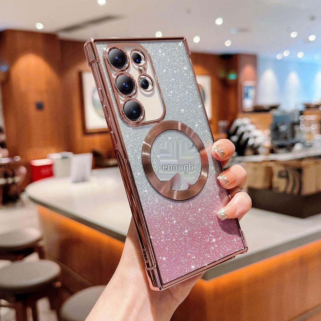 Магнитный чехол для телефона на автомобиль S23U с блестящим градиентом для Samsung S23FE/S21