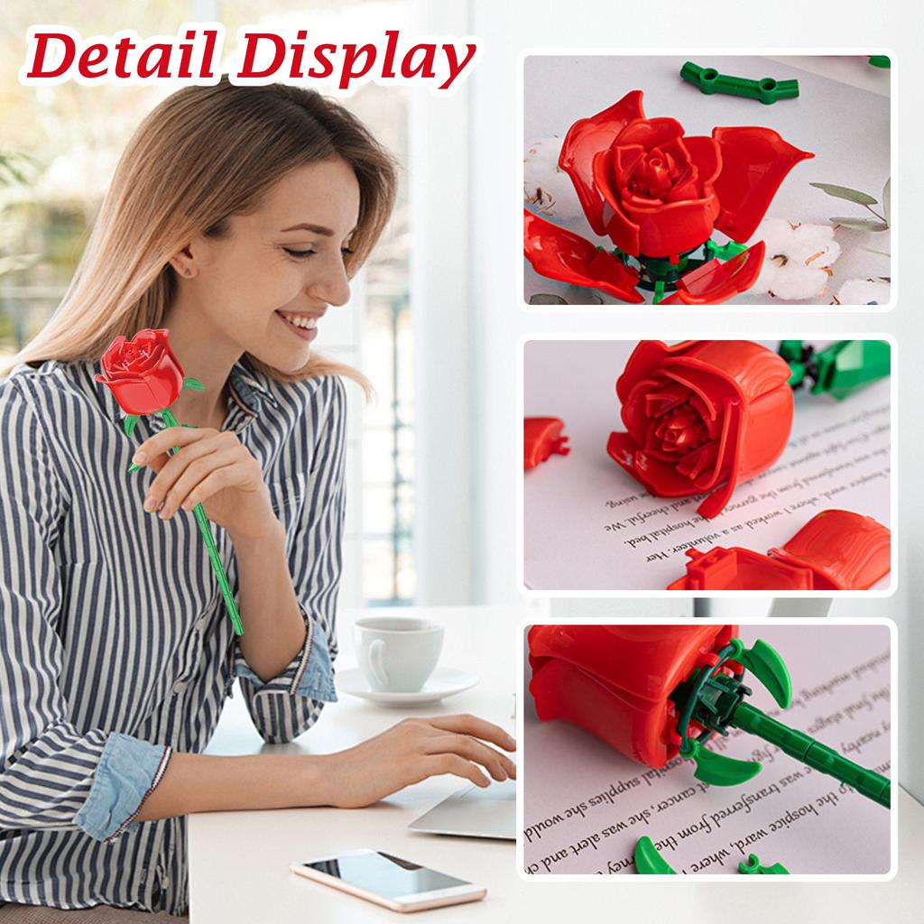 Rose Bouquet Building Block Set, Home Decoration Roses, Everlasting Bouquet Valentine's Day Gift For Her,