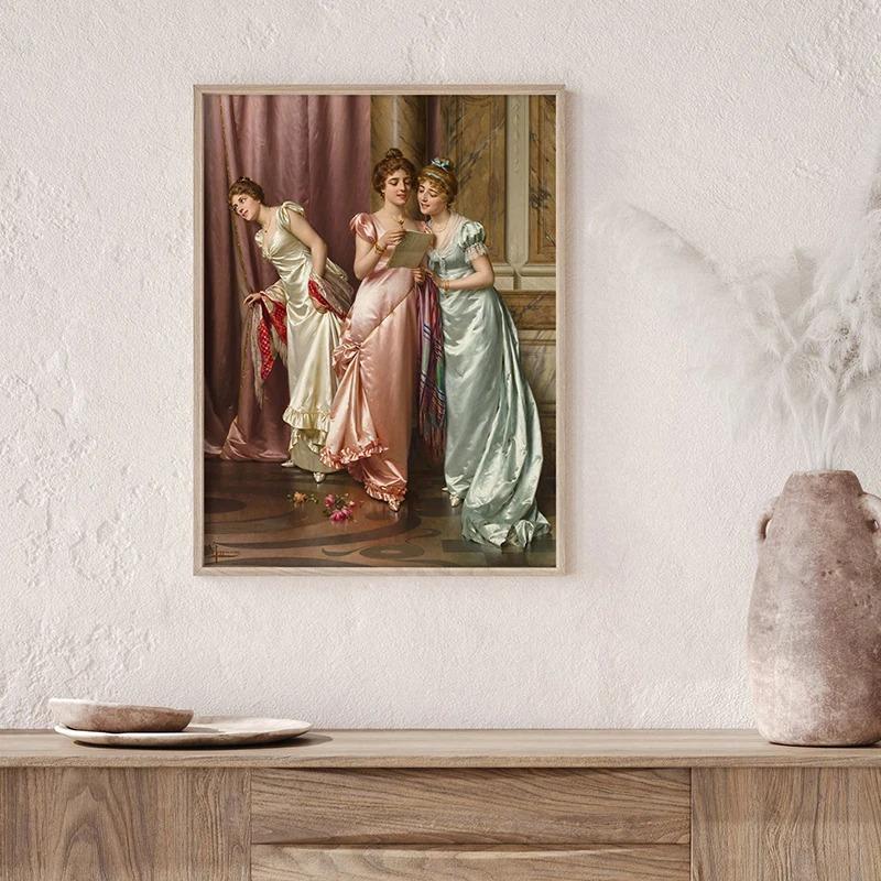 Викторианская женская живопись холст постер античный портрет девушки постер настенное украшение в стиле Регентства холст картины картины