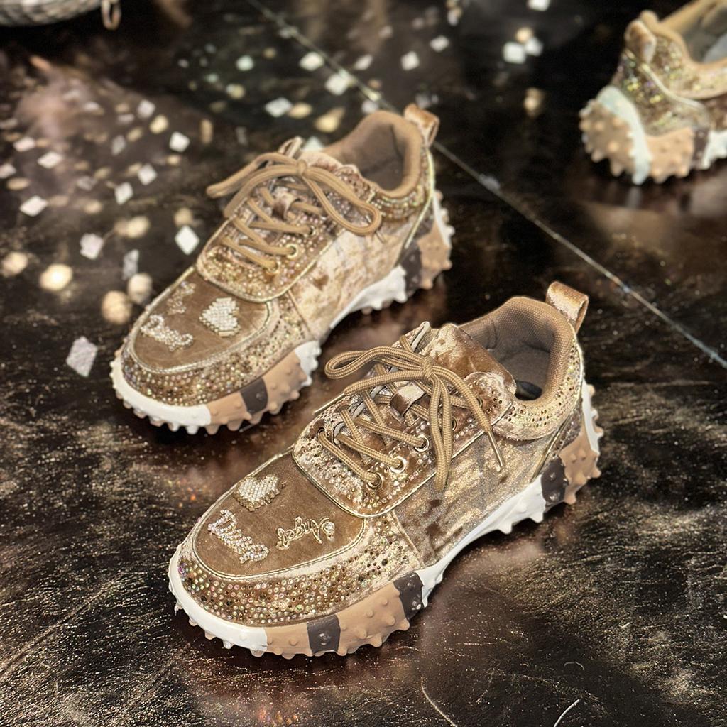 Daddy Shoes Women's Fashion Rhinestone Sports Casual Shoes Diamond-studded Shoes