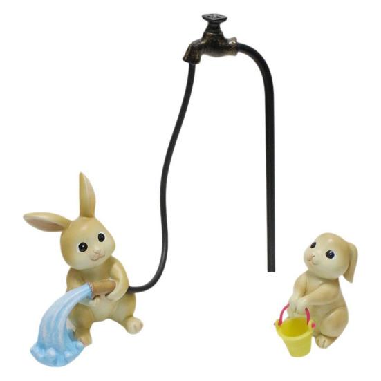 Rabbit Flush Sculpture Bunny Decor Yard Decoration Resin Bunny Figurines Home Garden Outdoor Statues Easter Rabbit Decoration