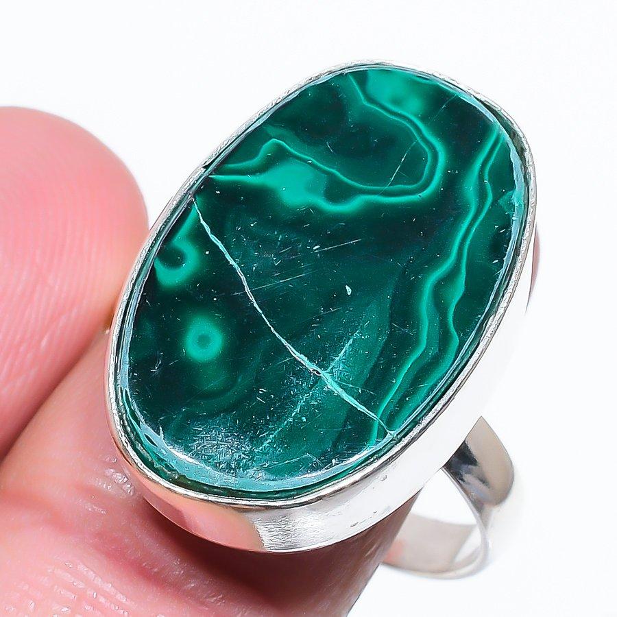 Malachite Gemstone 925 Sterling Silver Gift Jewelry Ring Size 7