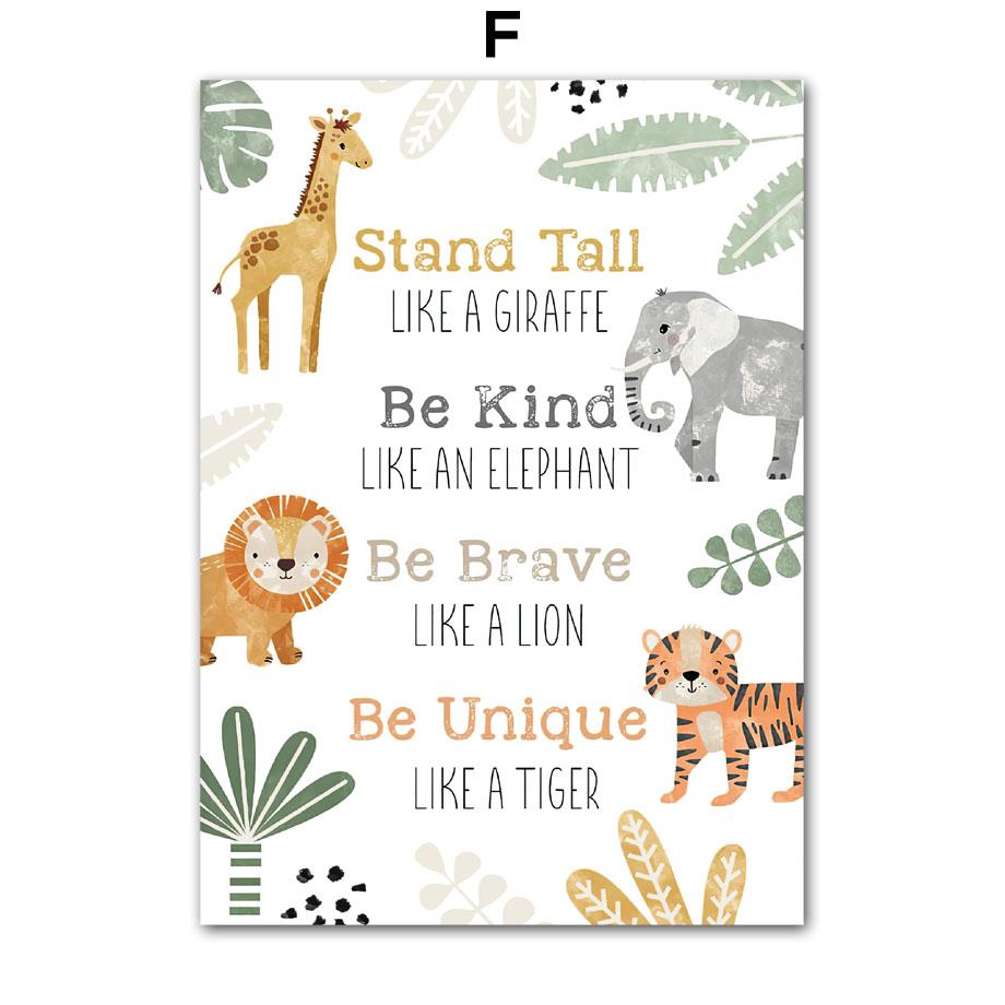 Elephant Giraffe Tiger Jungle Animals Nursery Wall Art Canvas Painting Nordic Posters And Prints Wall Pictures Kids Room Decor