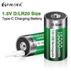 PALO 1.5V D Size Rechargeable Battery Type-C USB Charging D R20 LR20 Li-ion Batteries Battery For Heater Gas Stove