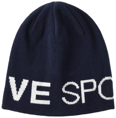 Шапка вязаная MOVESPORT для спорта и для всех размеров Descente, Теплая, Антибактериальная, Устойчивая к запахам, Жаккардовая, Тренировочная, Унисекс, Темно-синяя,