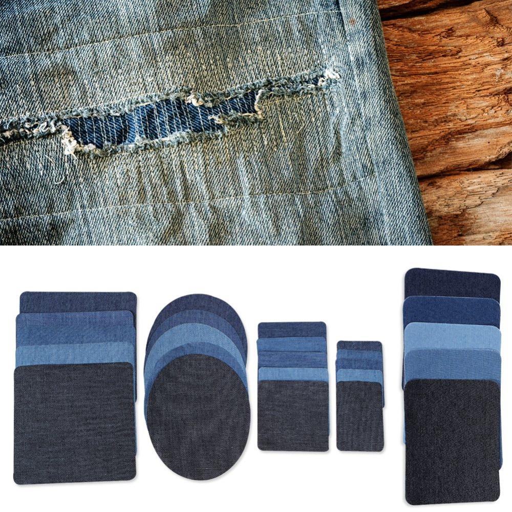 25PCS Blue Denim Patches No Sew Sewing Patches Decoration Set Cloth Patches  Home Use