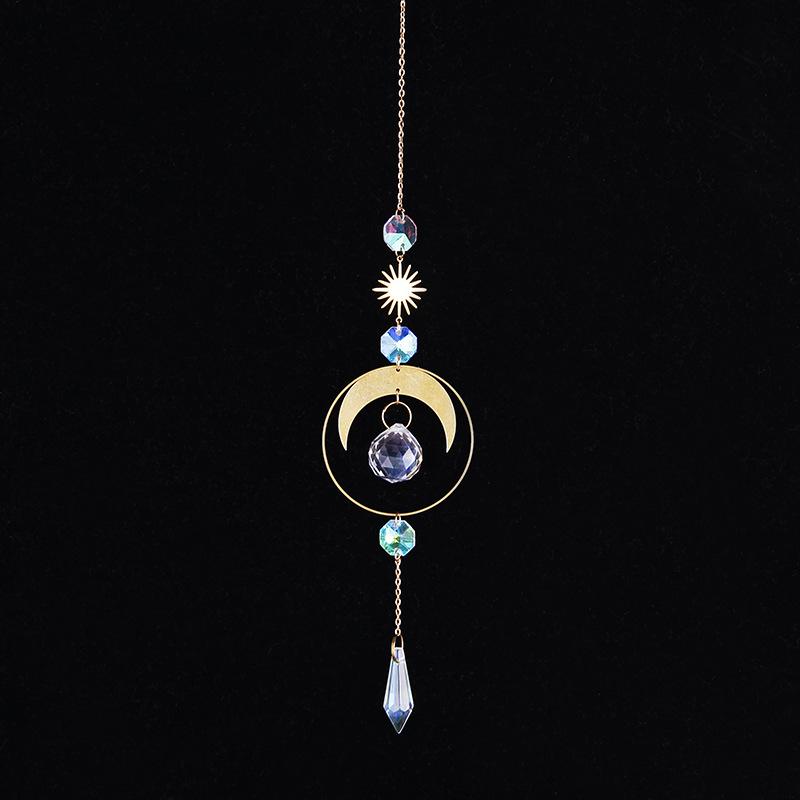 Moon Sun Catcher Hanging Prism Decoration Pendant Home Garden Car Decoration Crystal Wind Chime Pendant