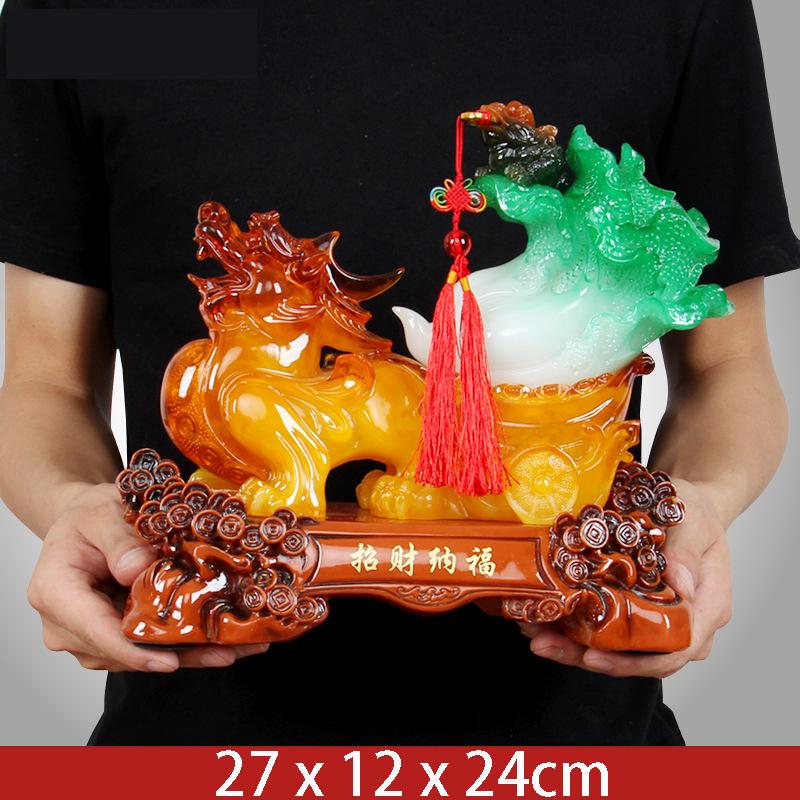Chinese Lucky Pixiu Ornaments Golden Chan Hotel Business Gifts Jade Cabbage Opening Gift Handicraft Home Decoration