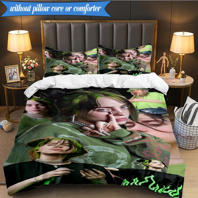 Bi-llie music Artwork 3pcs K-pop music group Bedding set,Ideal for Bedroom, Dormitory,Including Duvet Cover And 2pcs Pillowcases,Fan gifts