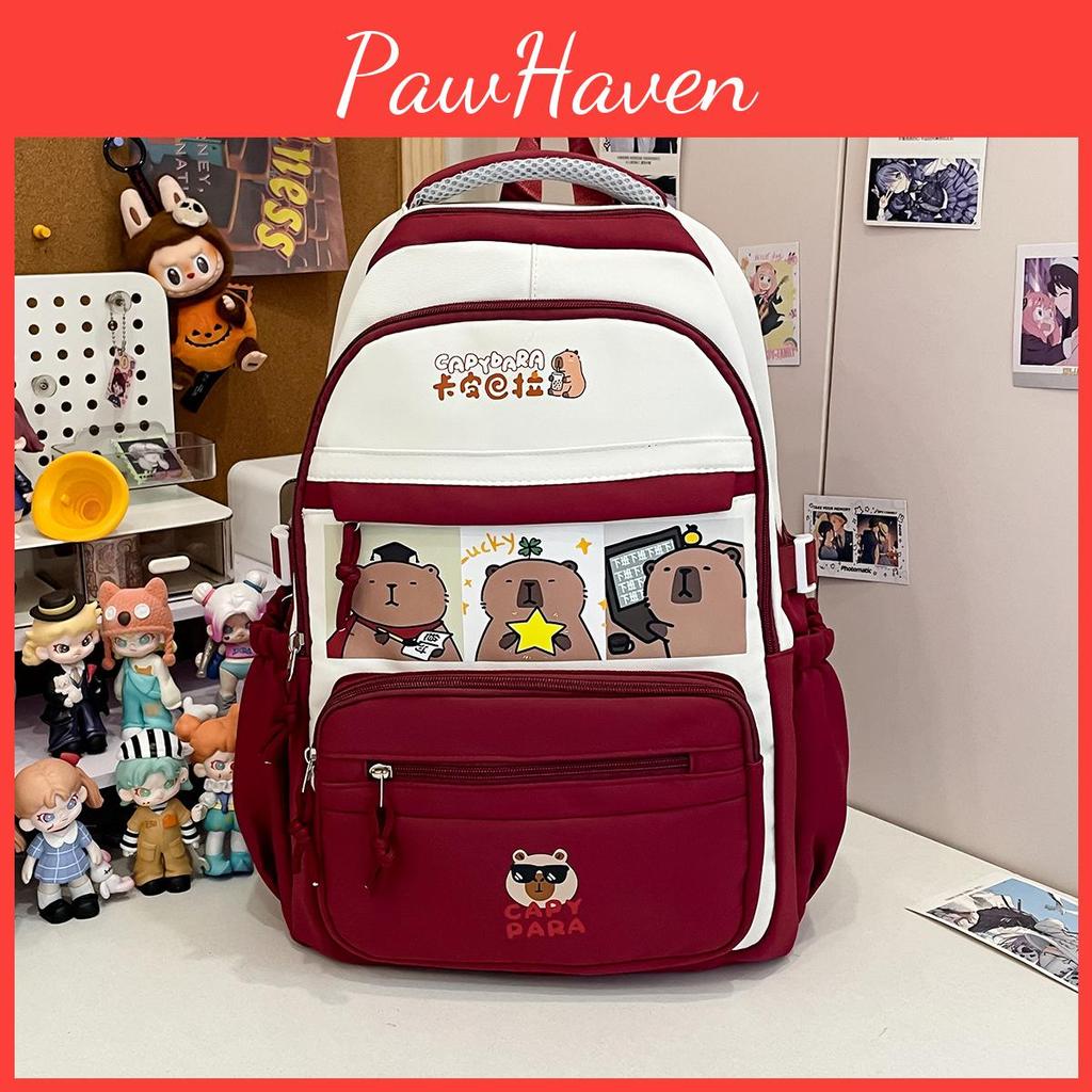 Capacity Kids Large Backpack With Cartoon Capybara Print Designs School For