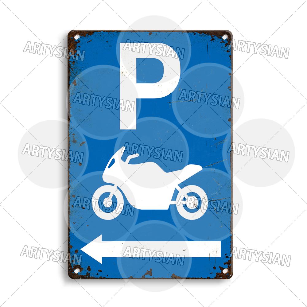 Vintage Parking Metal Sign Bicycle Disabled Motor cycle Parking Retro Metal Plaque Do not Attach Bikes To The Fence